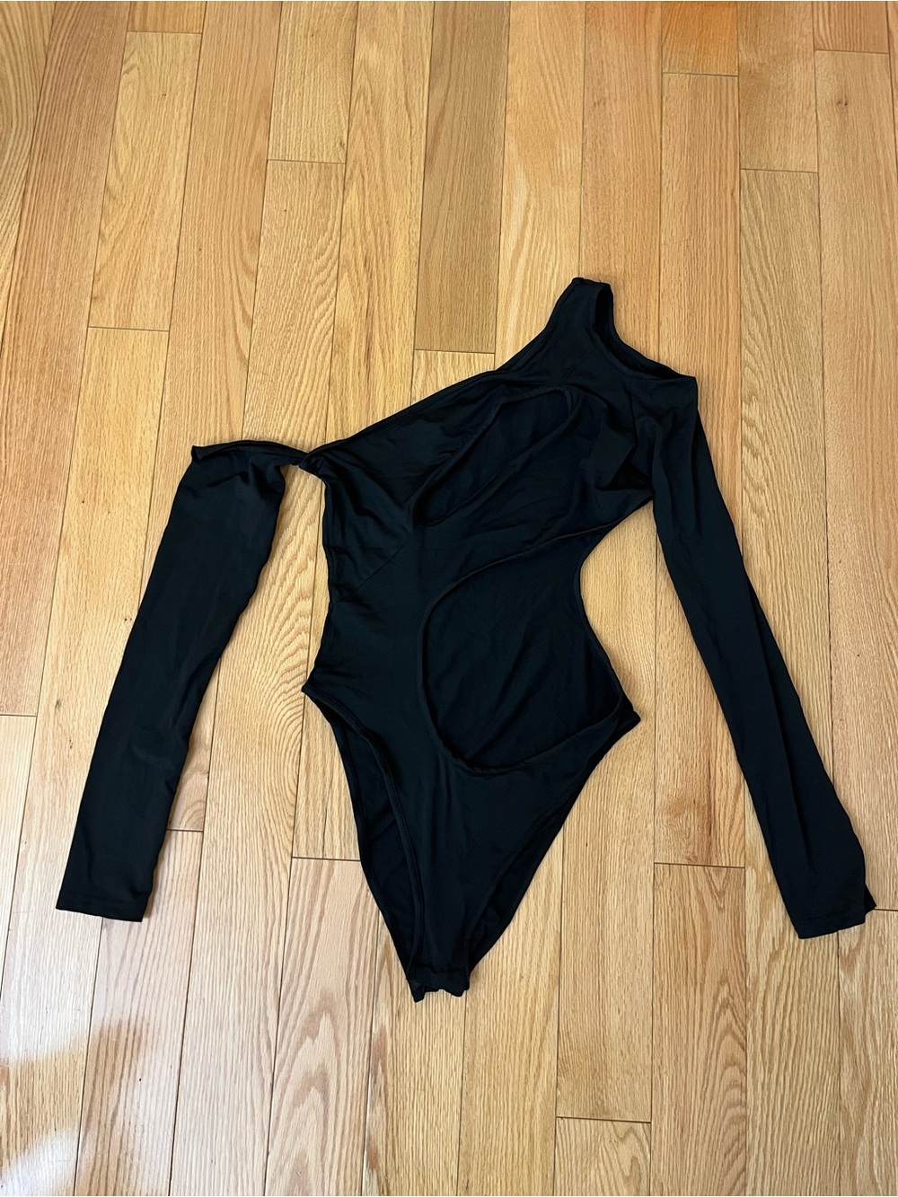 SHEIN Black One-Shoulder Long Sleeve Kids One-Piece